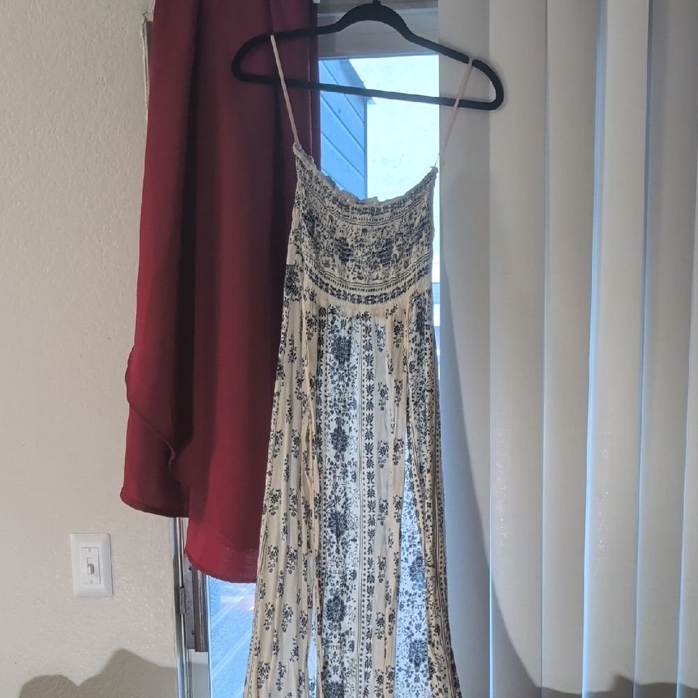 Floral Maxi Dress in Blue and White